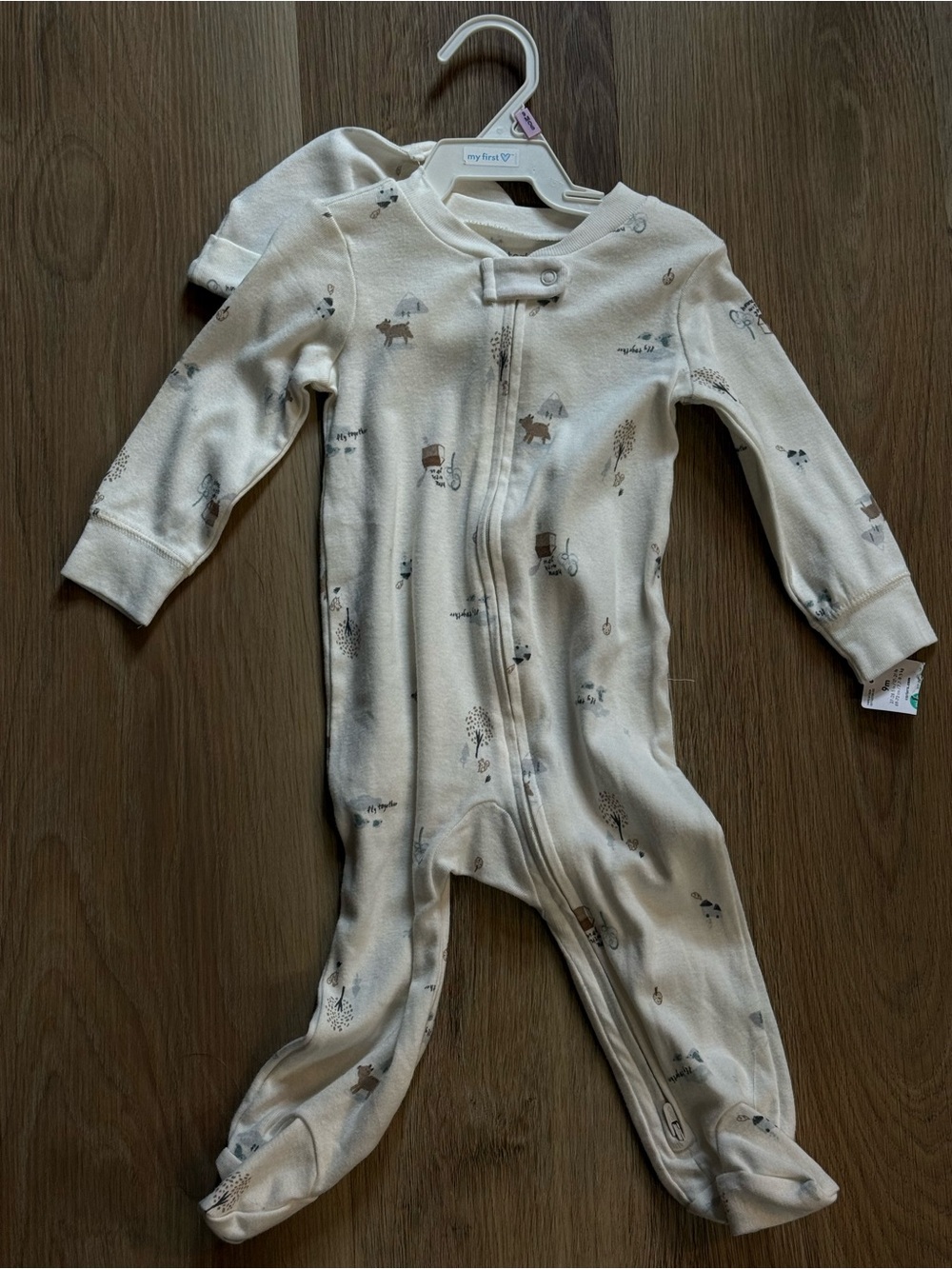 Carter's Ivory Zippered Baby Footed One-Piece with Matching Hat